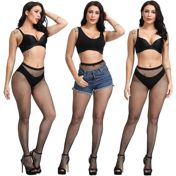 Чорні мереживні панчохи з шлейками для жінок, висока талія, універсальний розмір