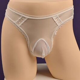 Боксери чоловічі 4 шт./уп. Сексуальні боксери великих розмірів з мереживом, блискучі, з бавовни, дихаючі, шовкові, прозорі труси G-String L (закритий чохол) Білий