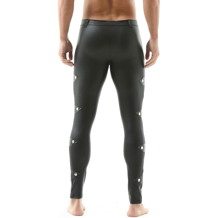 Чорні лосини з ефектом лакованого шкіряного покриття для чоловіків QiaTi, розмір XXL