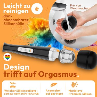 Масажер-паличка MARIELOVE Magic Wand – електричний масажер з регулюванням інтенсивності | 20 режимів | Сильна вібрація та гнучкий силіконовий наконечник | Для розслаблення м'язів, масаж шиї, спини та всього тіла