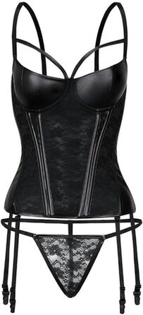 Корсет-шейпер CABULE Punk-стиль для жінок великих розмірів, чорний, з блискавкою та бретелями (8358)