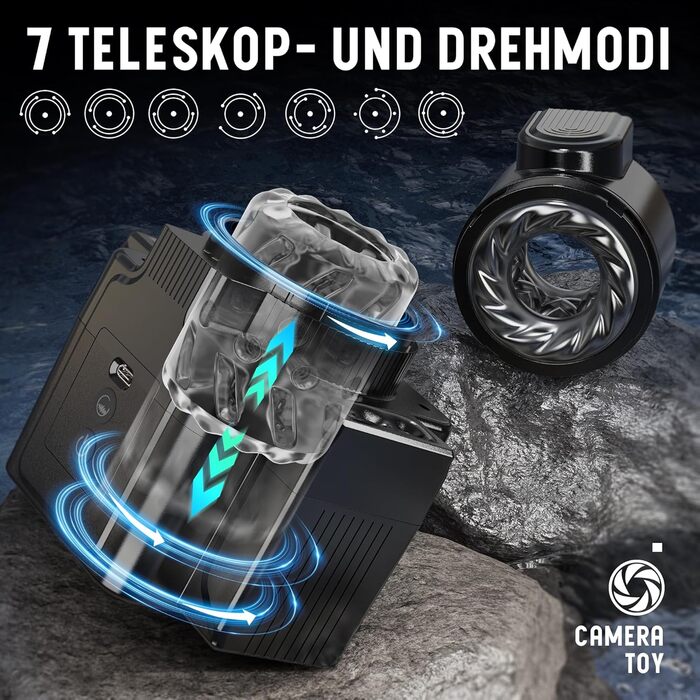 Електричний мастурбатор для чоловіків з 7 телескопічними та обертовими функціями, 7 режимів вібрації, компактний мастурбатор для соло-ігри