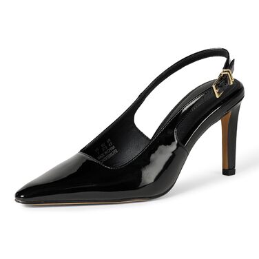 Жіночі туфлі-слінгбеки Amazon Essentials на низьких підборах (kitten heels), 39 EU, чорний лакована шкіра