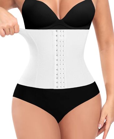 Корсет для талії жіночий, вашіння живота, модель Mieder, корсаж Shapewear, з 3 рядами гачків, 7 сталевих кісток, білий, 24.5 см, XXL