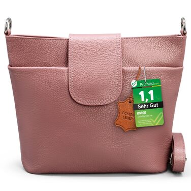 Жіноча сумка через плече Brise Art ELLIE з натуральної шкіри, ручної роботи, Crossbody Bag з 6 відділеннями, Made in Italy (Колір: Старорожевий)