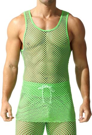 Чоловіча сітка QiaTi - прозора футболка-сітка, довга модель (зелена, M)