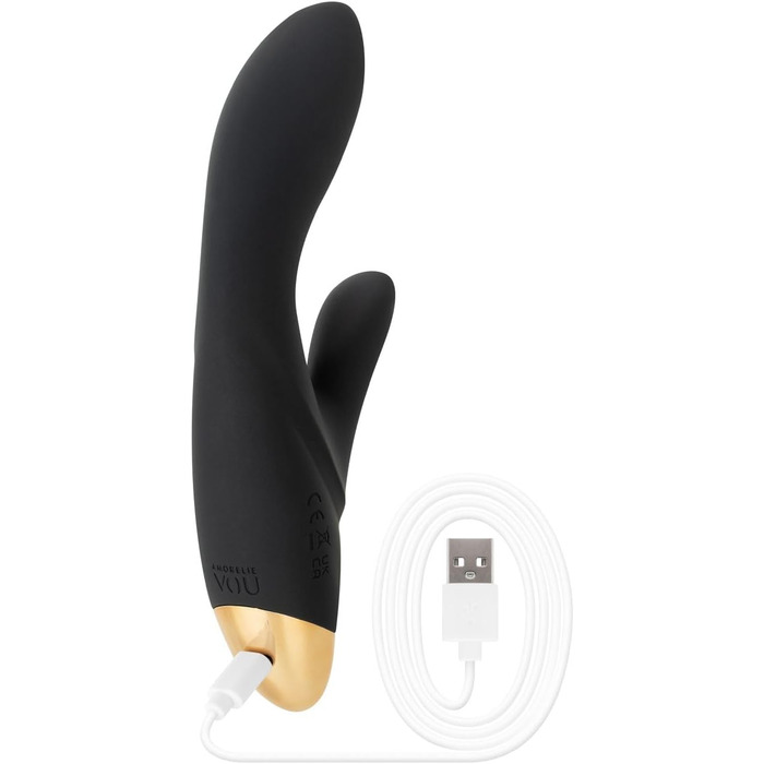 Вібратор Amorelie Virgo Premium для клітора та G-точки, чорний, 2x7 режимів, подвійний мотор