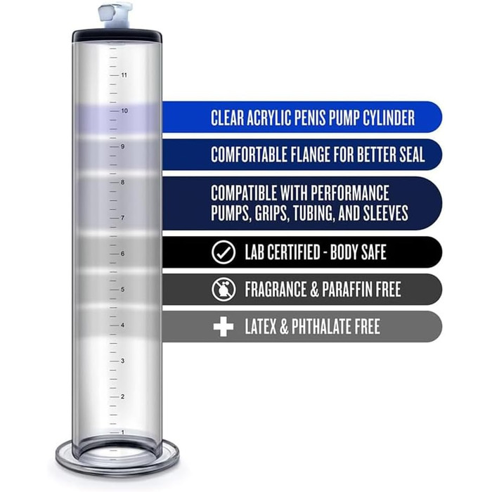 Прозора трубка з лінійкою для помпи для статевих органів, збільшення статевого члена, вакуумна помпа для чоловіків (H:30.5 * 5.7cm)
