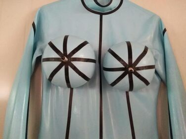 Латексні штани GAYLOP: комбінезон-костюм з надувною грудьми, чорний, XS