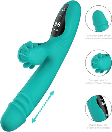 Вібратор для жінок Rabbit з 9 функціями та підігрівом (зелений)