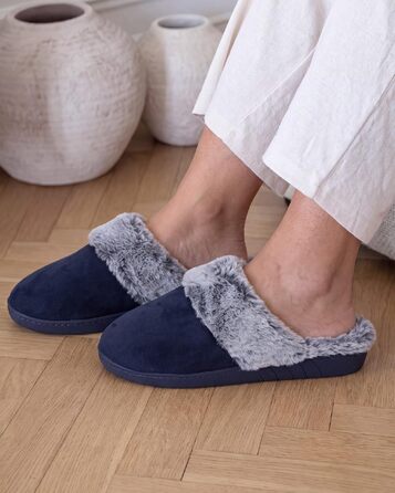 Жіночі домашні капці-пантолети Isotoner з піною з пам'яттю Memory Foam, темно-сині, розмір 36 EU