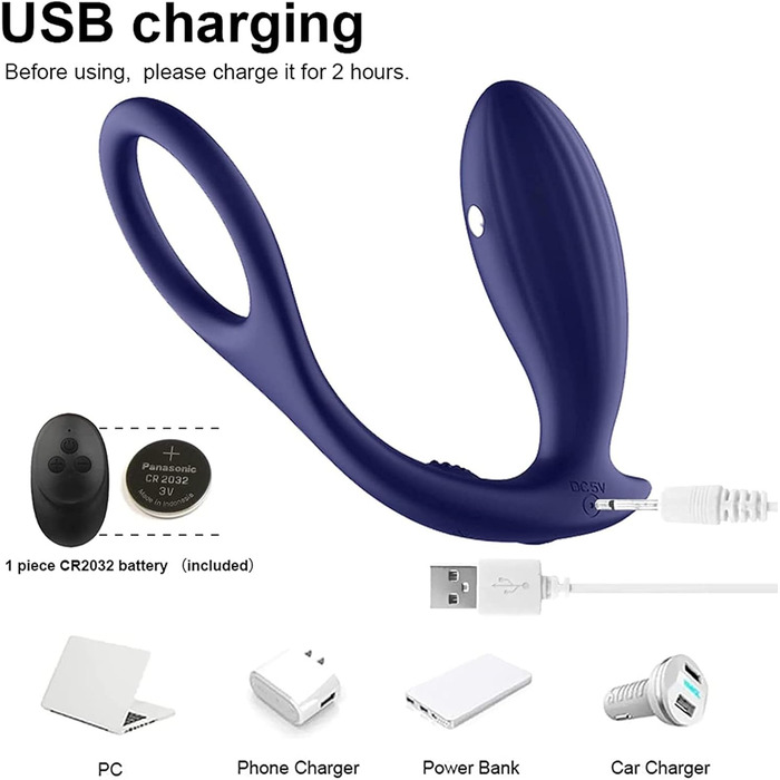 Анальні вібратори PQKuss для пар: стимулятор простати з 3 режимами шоку та 10 вібрацій, електричний анальний плагін та кільце для пеніса, силікон