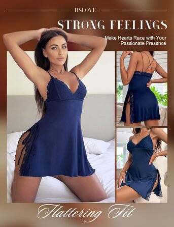 Спокуслива нічна сорочка Babydoll RSLOVE для жінок, колір темно-синій (S)
