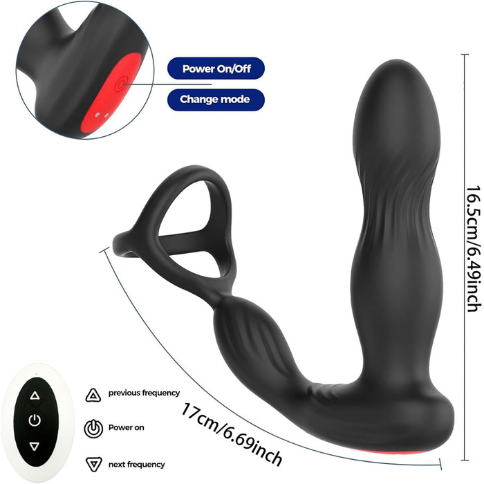 Аналізатор для чоловіків PINTLE 4-в-1: масаж простати, вібрація, кільце для пеніса, дистанційне керування