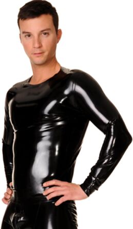 Чорне латексне лонгслів для чоловіків, натуральний каучук, футболка з круглим вирізом, підходить для косплею та костюмів, розмір XXL