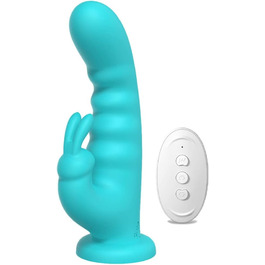 Вібратор-зайчик NAIXBTY з 2 моторами для стимуляції G-точки. Силіконовий вібратор для жінок, водонепроникний, тихий, блакитний