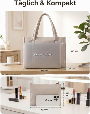 Жіноча сумка-шопер Bagsmart Puffer великого розміру (21Л) для ноутбука 15.6