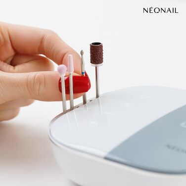 Електричний апарат для манікюру та педикюру NÉONAIL Nail Drill One Touch 21W, набір для обробки гелевих нігтів з 4 фрезами
