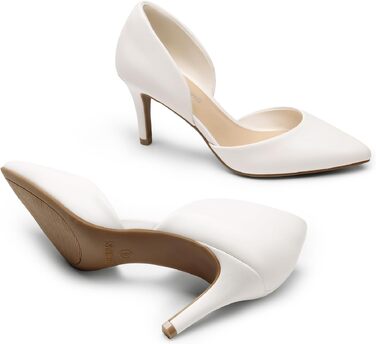 Жіночі туфлі-човники DREAM PAIRS на високих шпильках, білі (розмір 36.5 EU, екошкіра PU)