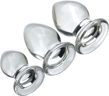 Скляний анальний плаг ScreaAss, 5 розмірів (32/40/45/55/65 мм), набір, прозорий. Іграшки для дорослих для жінок та чоловіків.