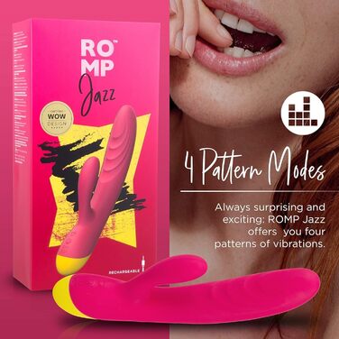 Vibrator ROMP Jazz Rabbit для дорослих - масажер G-точки та клітора з 6 рівнями інтенсивності та 4 режимами вібрації, водонепроникний, акумуляторний