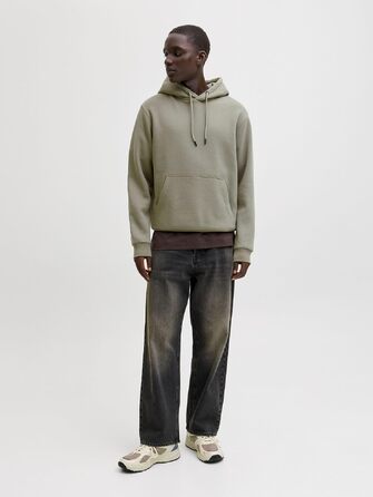 Чоловічий худі JACK & JONES Mae однотонний з капюшоном, колір Vetiver, розмір XS