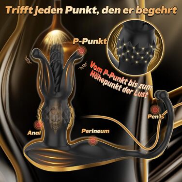 Вібратор для простати, анальний вібратор QRRQ з 9 режимами вібрації, USB зарядка, IPX6 водонепроникний, іграшка для чоловіків