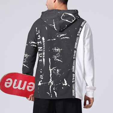 Спортивний худі Techwear для чоловіків та жінок Covisoty: двоколірний світло-сірий світшот у стилі хіп-хоп та стрітвір, розмір XL