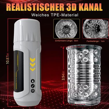 Електричний мастурбатор для чоловіків Sumeber – бездротовий кубок з 7 режимами, телескопічною та ротаційною функцією масажу, текстурована оболонка