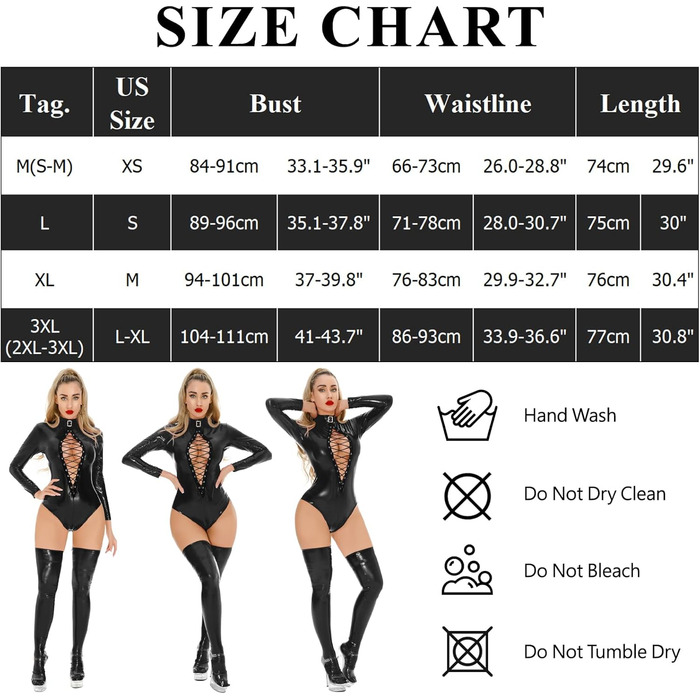 Боді FEOYA жіноче латексне, з довгим рукавом, чорне, 3XL - сексуальна клубна білизна