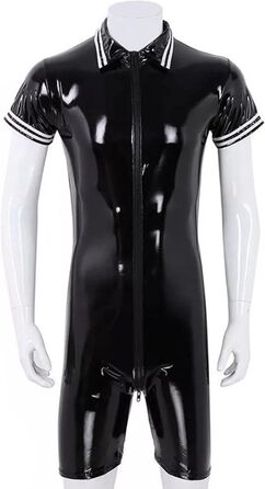 Чоловічий латексний боді Maeau, костюм з еластичної шкіри, чорний, XL