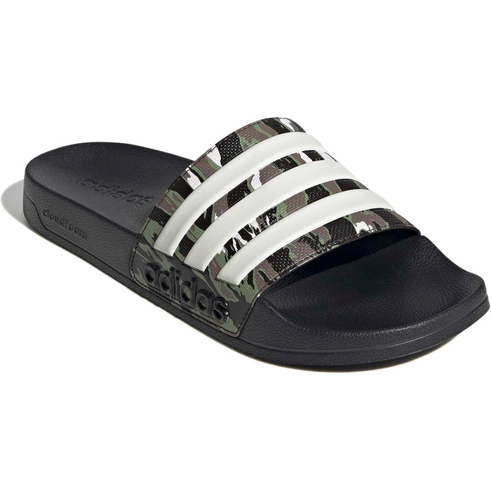 Чоловічі тапочки-шльопанці adidas Adilette Shower Velcro Core Black / Alumina Tent Green, розмір 38 EU