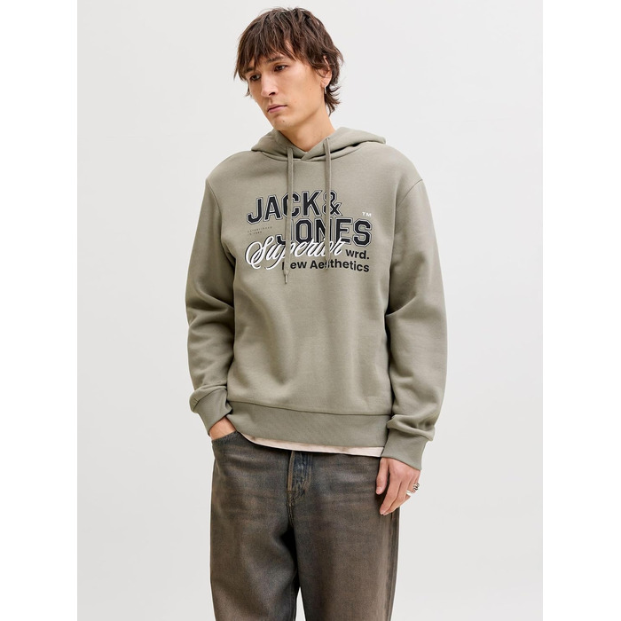 Чоловічий худі з капюшоном JACK & JONES Mae Logo Hoodie (розмір S, колір Vetiver)