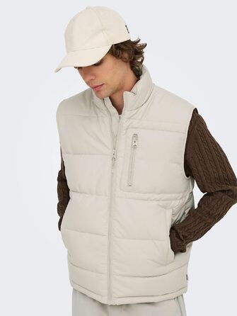 Чоловічий стібаний жилет Only & Sons Onsjake Quilted Vest Otw, сріблястий