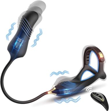 Вібратор для простати з кільцем для статевого члена, 10 режимів вібрації + режим імпульсу, масажер простати з пультом керування, для чоловіків