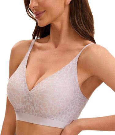 Труси з підтягуванням для маленької груді YaYiMei без кісточок, ліфчик-пуш ап з леопардовим принтом, для A-C чашок, білий (XS, фіолетовий)