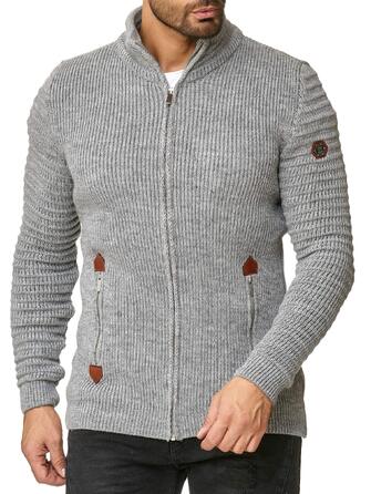 Чоловічий в’язаний кардиган Redbridge зі стійким коміром Basic Luxury, сірий, розмір XL