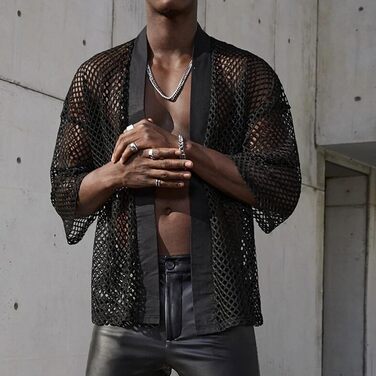 Чоловіча сітчаста сорочка Mymyguoe: прозора, коротка, сексуальна, для дому та сну