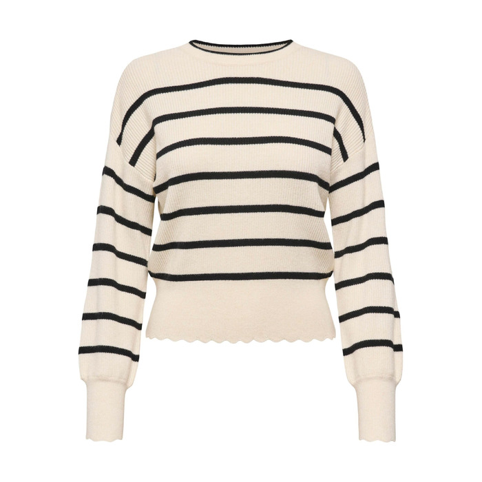Жіночий в'язаний светр ONLY ONLIBI смугастий, колір Whitecap Gray/Black, розмір XS