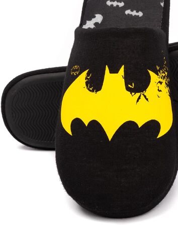 Чоловічі домашні капці DC Comics Batman Dark Knight з жовтим логотипом, чорні, розмір 45/46 EU