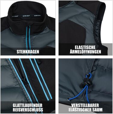 Чоловічий жилет Softshell WORK IDEA: водовідштовхуючий, вітрозахисний, дихаючий спортивний жилет для бігу, їзди на велосипеді, гольфу та роботи (Сірий, XXL)