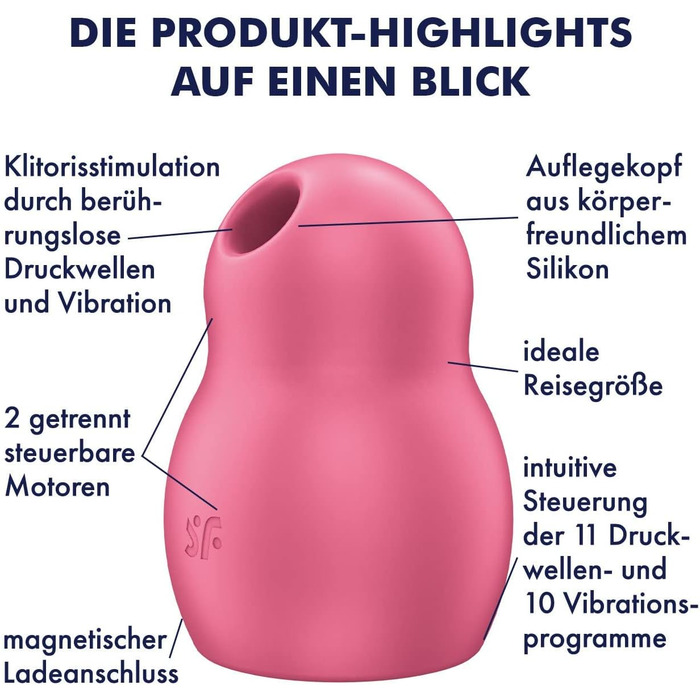 Вібратор Satisfyer Pro To Go 1 | Подвійний мотор | Компактний та перезаряджуваний | Водостійкий (IPX7) | Вібратор-імпульсна хвиля червоного кольору | Інтимна іграшка для жінок, універсальний розмір