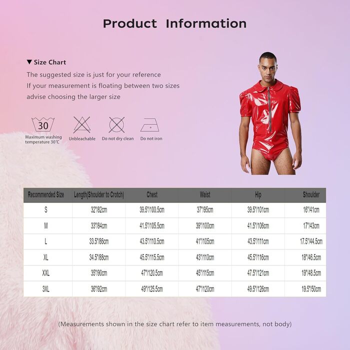 Боді чоловіче з короткими рукавами Sywiyi, лакована шкіра, блискавка, піжама, клубний одяг, чорний, 3XL