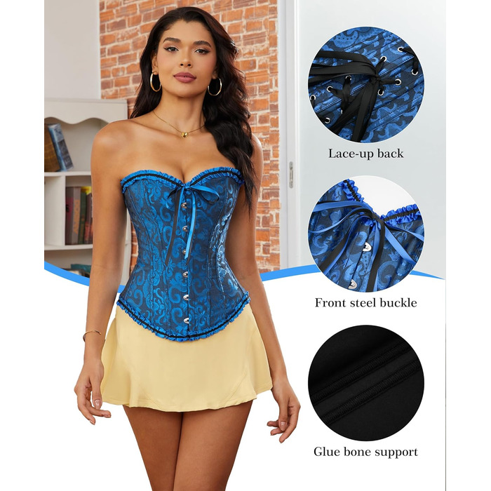 Корсет для жінок - бюстєль-корсет, корсаж зі шнурівкою, талія, спідня білизна - чорний - розмір S