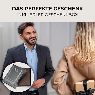 Шкіряний мінімалістичний гаманець KLIK Slim з монетницею та RFID захистом для чоловіків, темно-коричневий, на 10-12 карток