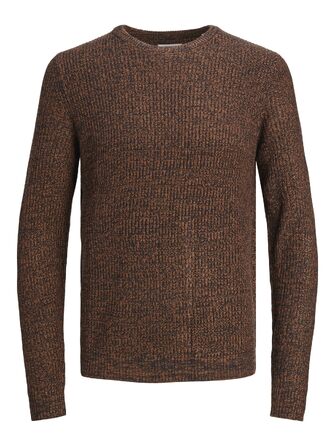 Чоловічий в'язаний светр Jack & Jones Jjelewis з круглим вирізом, колір Mocha Bisque
