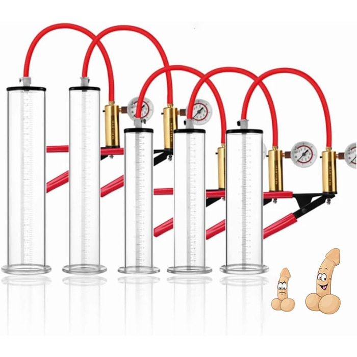 Насос для збільшення пеніса Guspiun з манометром та ручкою, 5 розмірів циліндрів, для чоловіків, допомога в ерекції, еротичні іграшки