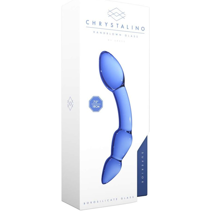 Дильдо Shots Chrystalino з боросилікатного скла, блакитний, 15 см