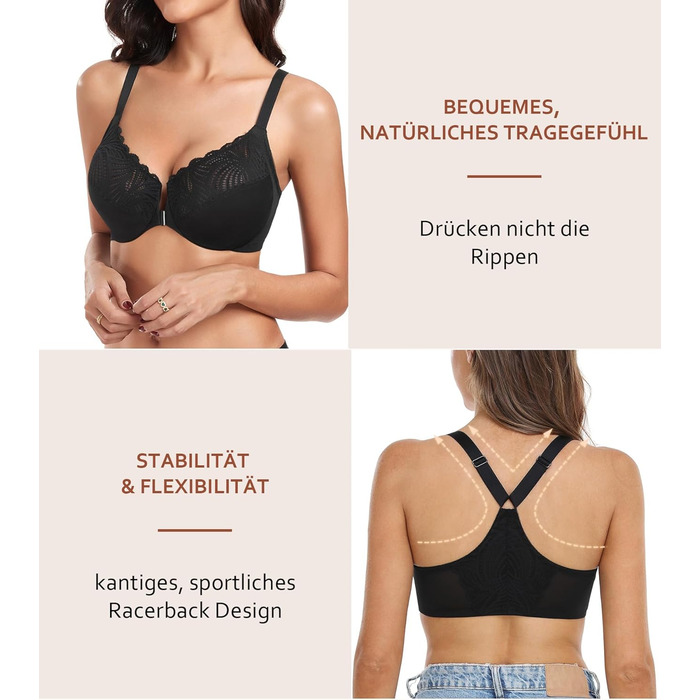 Чорний бюстгальтер BH 85C для великих грудей, класичний, з підтримкою, квітковий принт, без пуш-ап, закритий спереду