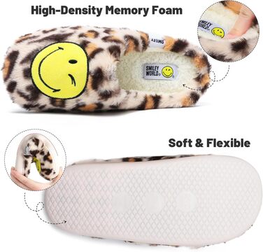 Зимові домашні капці SMILEYWORLD® з ефектом пам'яті Memory Foam, м'які плюшеві пантофлі для жінок та чоловіків (Леопард, 42/43 EU)